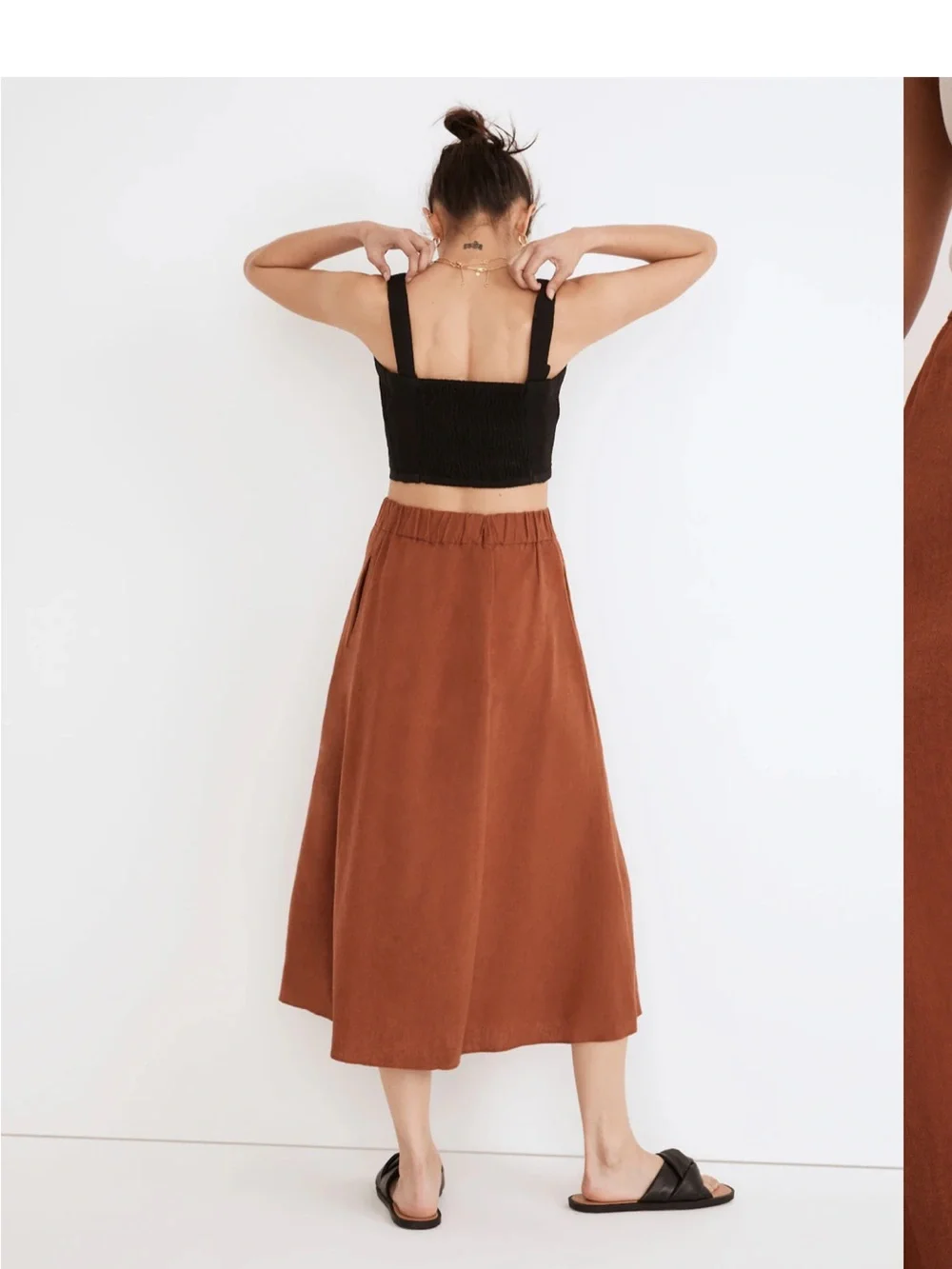 Madewell Linen-Blend Side-Button Midi Skirt - Picture 3 of 7